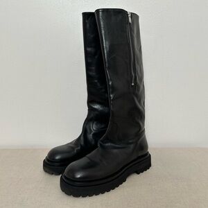 Officine Creative St.Moritz Blowtech Black Italian Leather Combat Boots $1195 39